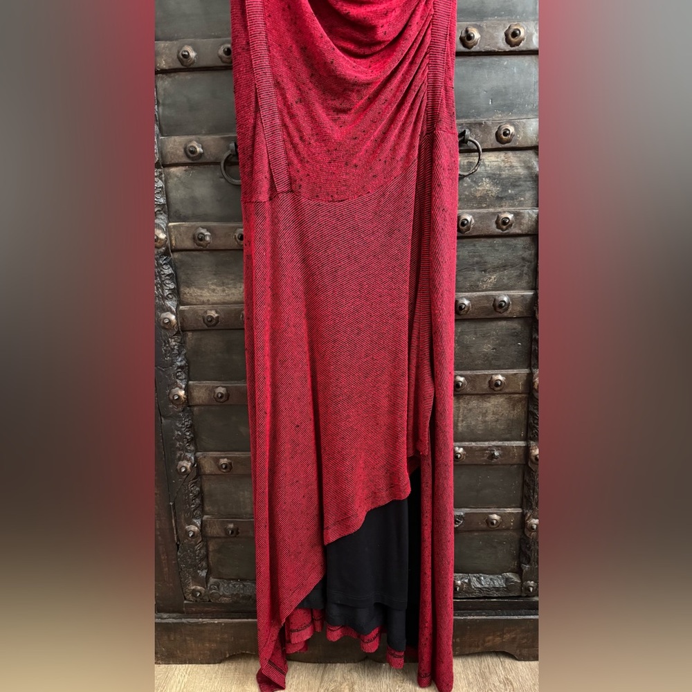 People Like Frank Red Cowl Neck Ruched Gown